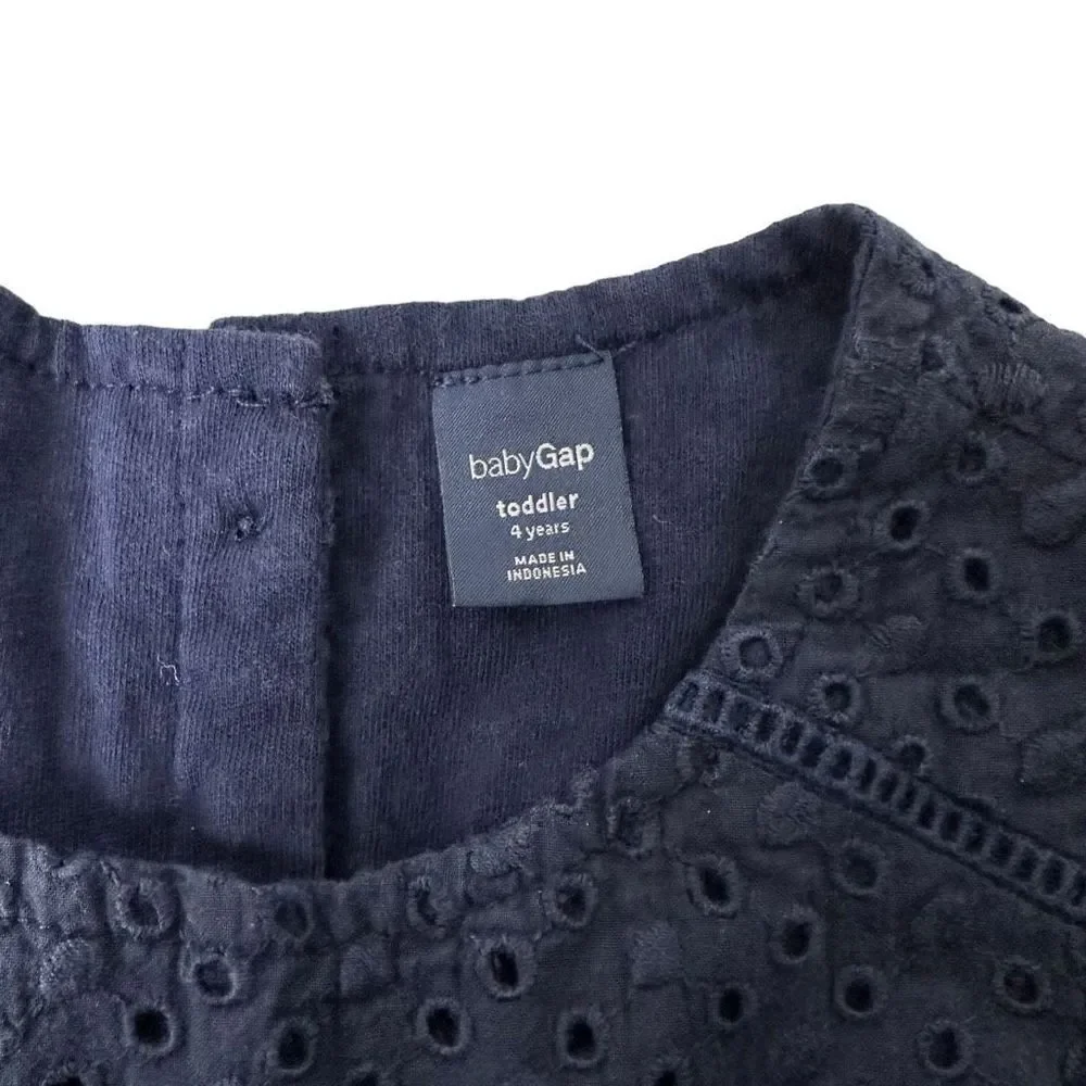 Gap Navy Eyelet Long Sleeve Top size 4T Navy